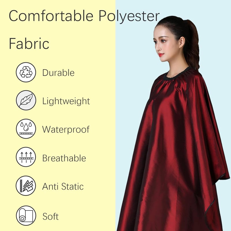 Iusmnur Barber Cape, Professional Hair Salon Cape with Adjustable Metal Clip, Shampoo Hair Cutting Cape for Barbers and Stylists - 55 x 63 inches (Wine Red) - Image 3
